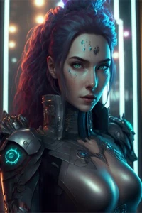 Cyberpunk Princess Sci-fi Luminous Futuristic Art Print 564177276 - Picture 1 of 1