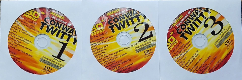 CONWAY TWITTY 3 CDG DISCS CHARTBUSTER KARAOKE COUNTRY 50 SONGS CD+G MUSIC 5073 - Image 1 of 1