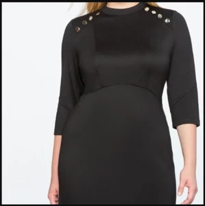 ¡Nuevo! Vestido ELOQUII Detalle Botón Hombro, Talla Grande 18, Negro - Imagen 1 de 2