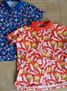 2 New Lands End Floral Cotton Knit Polo Tops Size 1X Orange Blue 16W-18W NWOT - Picture 1 of 21