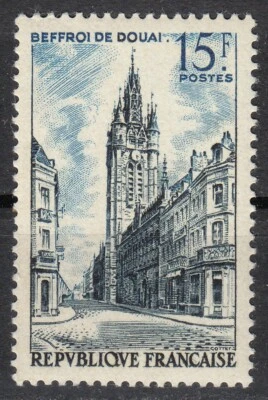 France MNH 1956 Mi 1079 Sc 787 The Belfry of Douai, Historical Monument ** - Image 1 of 2