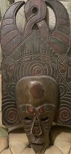 Large Indonesian Wood Carved Hand Painted Mask 24” - Picture 1 of 5