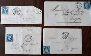 ( Lot n°66)TIMBRES FRANCAIS -LOT DE 4 ENVELOPPES OU LETTRES NAPOLEON III-LANGRES - Foto 1 di 9