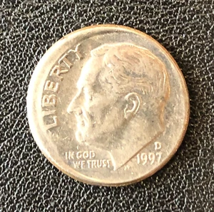 1997-D Roosevelt Dime MINT ERROR 10% Off Center Ten Cent $.10 Coin - Picture 1 of 2