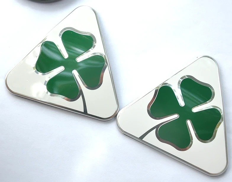 2pcs Alfa Romeo Silver Green Clover Side Fender Stickers Emblems Badges Logo - image 1 of 4