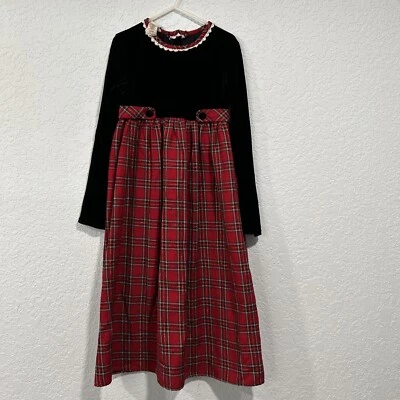 Vestido de niña de Navidad de Thomas talla 7 color rojo y azul manga larga Foto 1 de 4