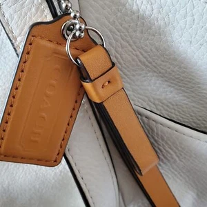 Coach Park Leather Carrie Tote White Orange Spice HandBag Satchel Purse F 23284 - Picture 1 of 12