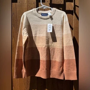 The Children’s Place Boys Striped Sweater Brown Tan Cream Size 5-6 S NWT - Picture 1 of 6