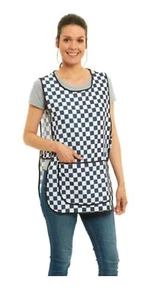 Damen schwarz & weiß kariert Tabard Reinigung Arbeit Gesamtschürze (Menge) alle Größen - Bild 1 von 2