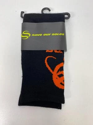 Nuevo CALCETINES ALTOS SAVE OUR SUELAS 1 par LANA KONA Negro/Naranja Pequeño # 161 Foto 1 de 3