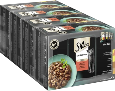 48 x 85g Sheba Katzenfutter Nassfutter Selection in Sauce Herzhafte Komposition  - Bild 1 von 4