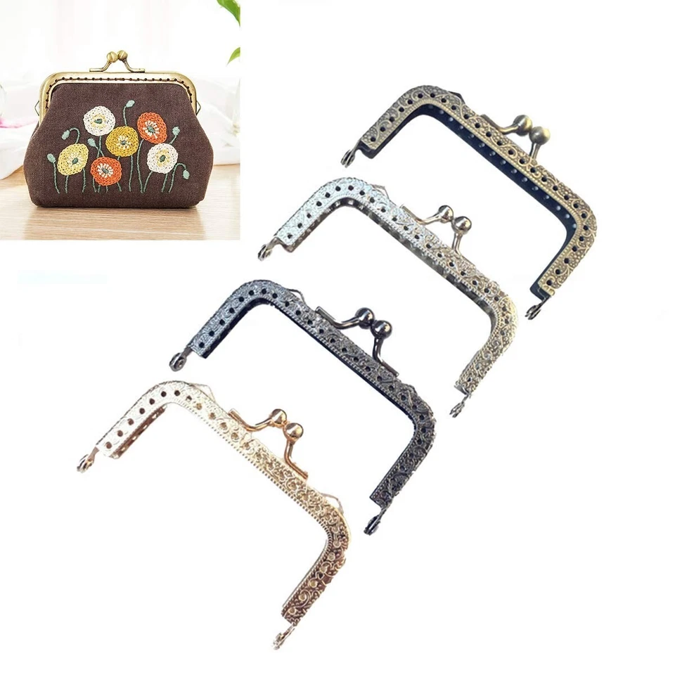 Quadratischer Geldbörsenrahmen Kussverschlüsse Schloss 85 mm geprägt Zum Selbermachen Geldbörse Clutch Hardware - Bild 1 von 4