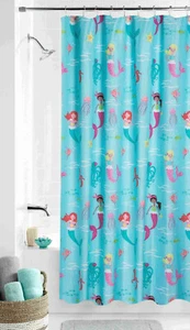 MERMAID Fabric Shower Curtain Aqua Girls Kids Child Sealife Fish Ocean 70x72 - Picture 1 of 2