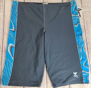 TYR Sonar Splice Jammer Shorts Men's Size 38 Black Blue Lined Stretch New - Picture 1 of 7