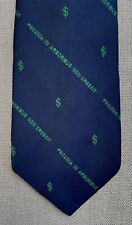 Vintage Alynn Tie Blue w/ Green “Pecunia in Arboribus Non Crescit” 3 3/8”x57.5”
