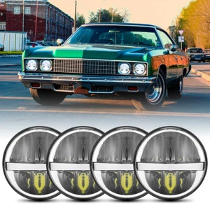 4pcs 5-3/4 5.75" Round LED Headlights DRL Hi/Lo Beam For Chevy Impala El Camino - Picture 1 of 13