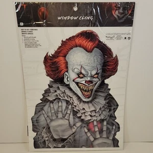 IT Pennywise Large Decal Window Cling Killer Clown Scary Face Halloween Decor - Picture 1 of 4