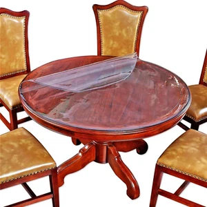 Round Clear Plastic Tablecloth Table Protector Furniture Circle Cover Vinyl Wate - Picture 1 of 8