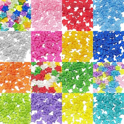 50 Mix 13mm Glitter Star Resin Buttons For Cardmaking Embellishments
