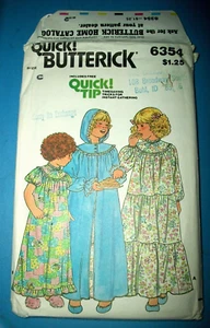Abito da notte Quick Girls Butterick 6354 motivo abito con cappuccio NON TAGLIATO taglia 5 6X OOP - Foto 1 di 5