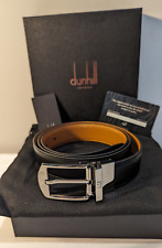 DUNHILL AUTOMATIC SPOILER LEATHER BELT 30MM-BLACK / TOBACCO BROWN  SIZE UP TO 42