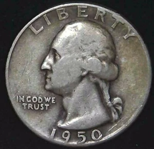 1950-D 25C Washington Quarter 90% Silver 21ctl0820 - Picture 1 of 2