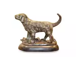 Vintage Hund Skulptur auf Marmorsockel Tier Kunst Figur Sammlerstück Wohnakzent - Bild 1 von 6