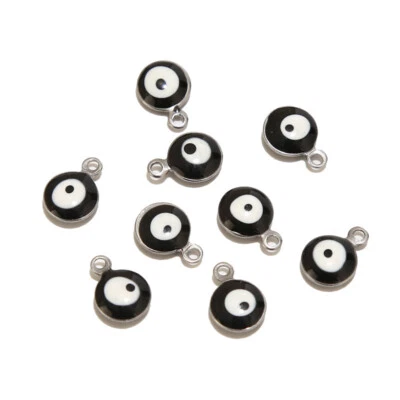 50 dijes de acero inoxidable esmalte Evil's Eyes 8 mm Foto 1 de 3