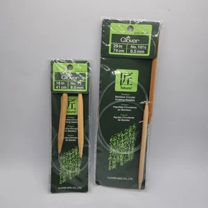 Clover Takumi Bamboo Circular Knitting Needles 29in, No 10 1/2 AND 16in, No 8. - Picture 1 of 6