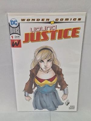 Young Justice #1 (2019) Sketch Cover Variant Ryan Kincaid Sketch And Autographed - Image 1 of 4