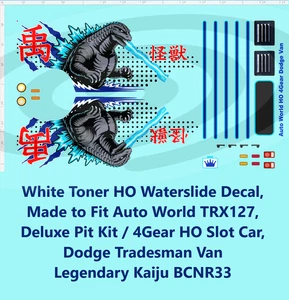 White Toner HO Decal for AW 4Gear Dodge Tradesman Van Legendary Kaiju BCNR33 - Picture 1 of 3