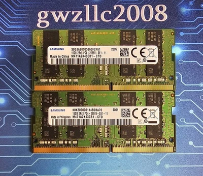 32GB (2x16GB) PC4-21300 DDR4-2666MHz 2Rx8 Non-ECC Samsung M471A2K43CB1-CTD #A28 - Image 1 of 2