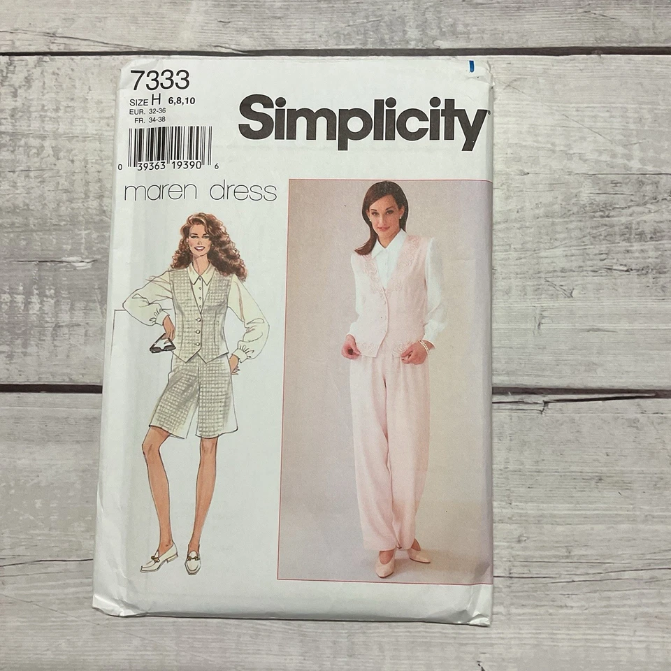 Simplicity 7333 Sewing Pattern All In One Shirt & Vest Pants Shorts Miss 6-10 - Image 1 of 3