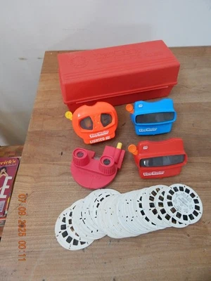 View-Master 3D Viewmaster X4 Units & Red Collector’s Case  PLUS REELS LOT - Image 1 of 4