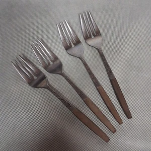 Interpur INR2 Salad Forks 4 Stainless Steel Brown Synthetic Handle 7 1/4" - Picture 1 of 6
