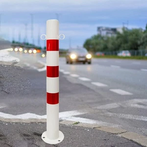 Bollard Post 75cm Height Red and White High Visibility Parking Bollard Warning - Picture 1 of 6