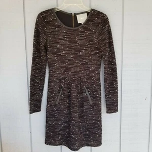Vestido Maeve Anthropologie Mujer Pequeño Negro Texturizado Cremallera Bolsillos Elástico - Imagen 1 de 11