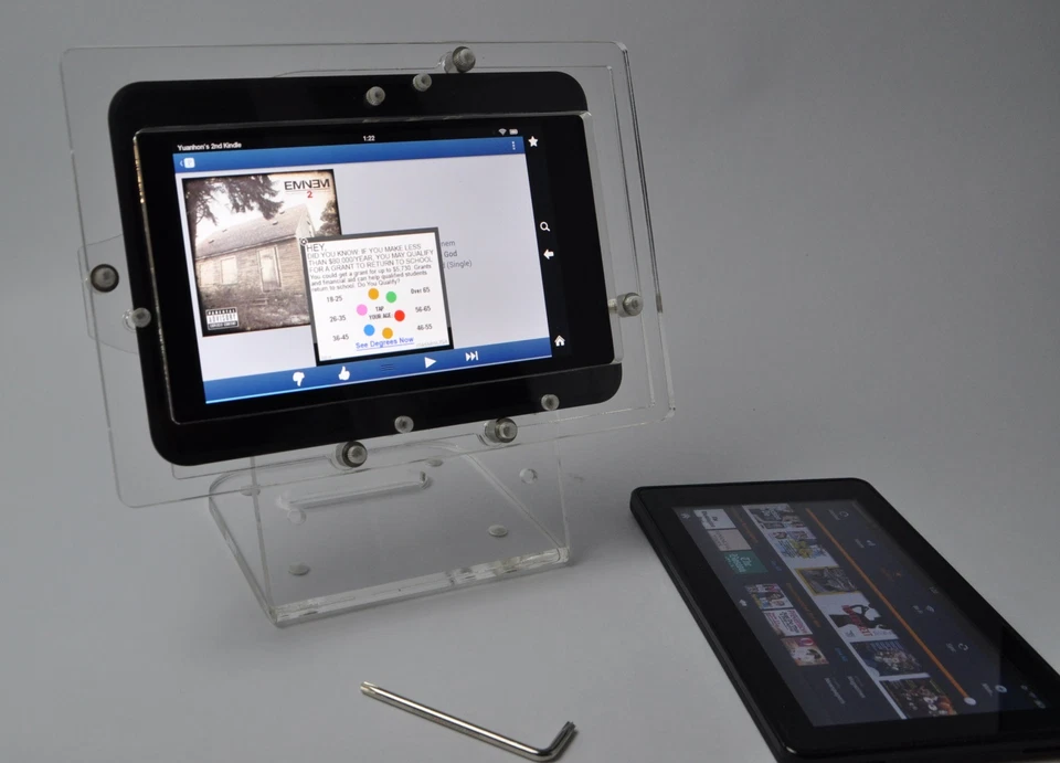 Clear Acrylic Anti-theft Desktop Stand for Amazon Kindle Fire 7 2015/2017/2019 - Image 1 of 4