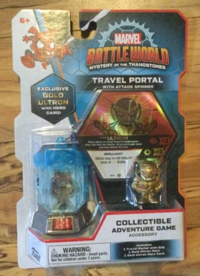 MARVEL funko BATTLE WORLD Travel Portal Exclusive GOLD ULTRON Series 1 Game Card - Image 1 of 3