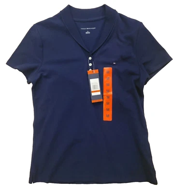 Новый с Ярлыками Tommy Hilfiger женщин рубашка средний кнопка синий воротник короткий рукав Топ 62480 - Изображение 1 из 4