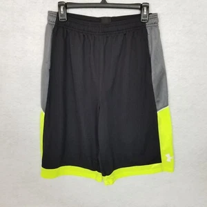 UNDER ARMOUR Loose Fit Colorblock Activewear Mesh Shorts Black Yellow Youth XL - Picture 1 of 5