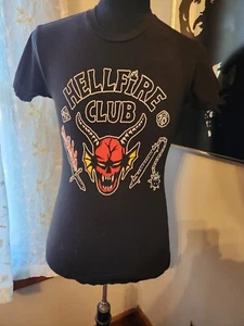 Stranger Things Mens M Hellfire Club Short Sleeve Black T-Shirt - Picture 1 of 2