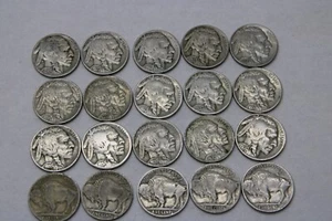 20 US BUFFALO NICKELS- CHOSEN AT RANDOM WITHOUT SEARCHING FROM A LARGE BAG. - Picture 1 of 7