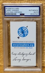 Tarjeta de visita firmada autografiada por Larry Sanger PSA/DNA cofundada Wikipedia - Imagen 1 de 1