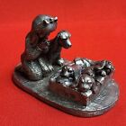 VTG Michael Ricker Girl with Dog and Basket of Puppies 4400 Pewter Figurine