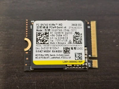 WD Micron SK Hynix 256GB PCIe NVMe M.2 2230 30mm SSD PCIe Gen4 X4 - Image 1 of 3