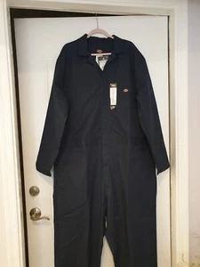 Dickies Mens Basic Blended Coverall 2XL Tall Navy Blue Workwear Long Sleeve NWT - Picture 1 of 17