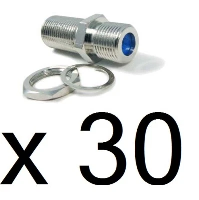 30 Pack F81 Coax Barrel w/ Hex Nut & Washer RG6 3GHz F Splice Female Connectors - Image 1 of 4