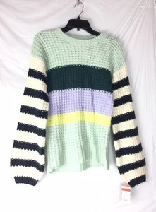 Cat & Jack Girl’s Sweater Loose Cable Knit Long Sleeve Bold Stripes Multi Sz XL - Picture 1 of 6