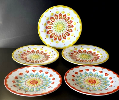 5 Laurie Gates Plates Embossed Melamine Moroccan Boho 8.5" Salad Luncheon - Image 1 of 4